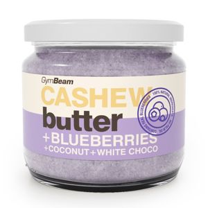 Cashew Butter ochutené - GymBeam 340 g Blueberries+Coconut+White Choco